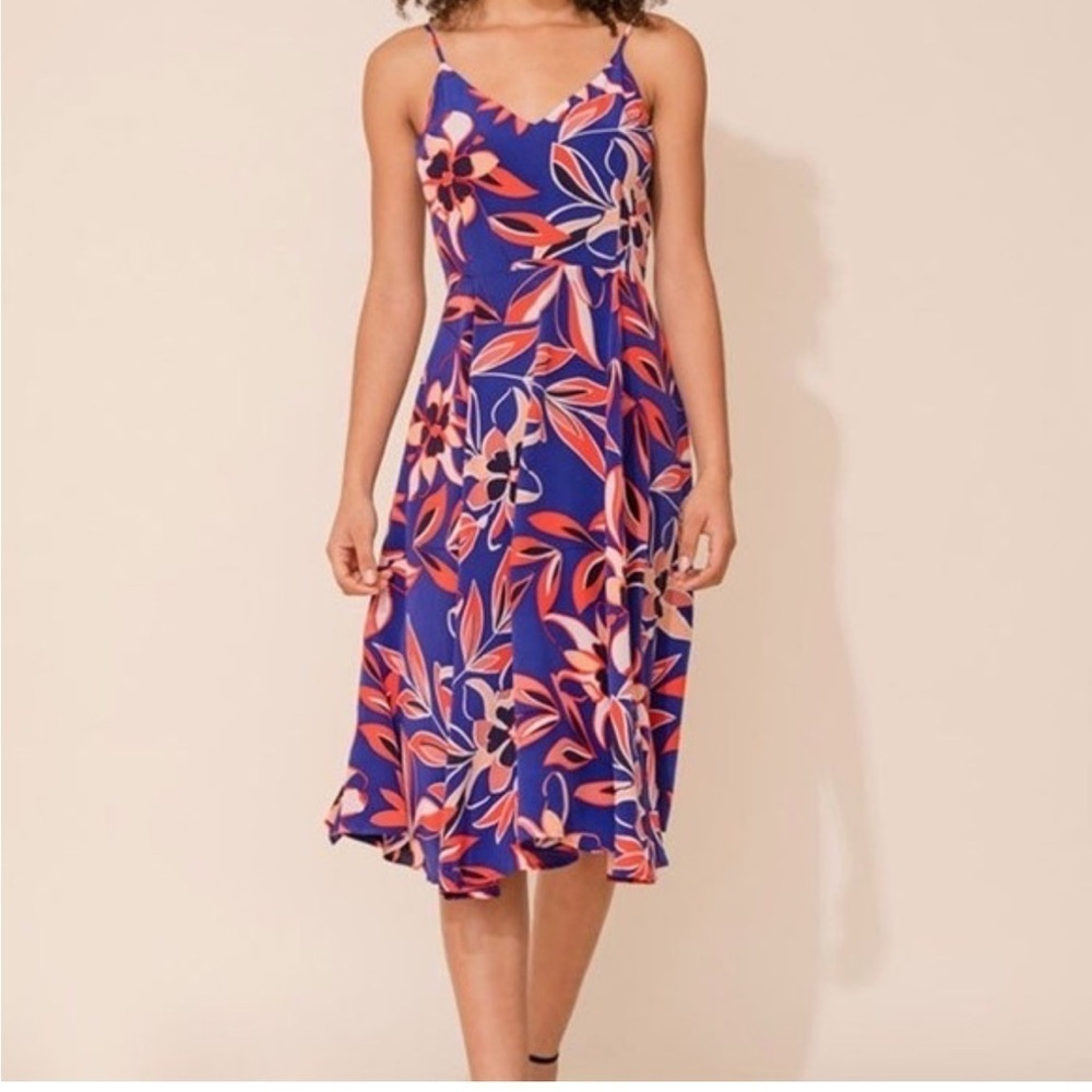 Yumi Kin Studio 54 Navy Floral Moonlight Silk Dress
